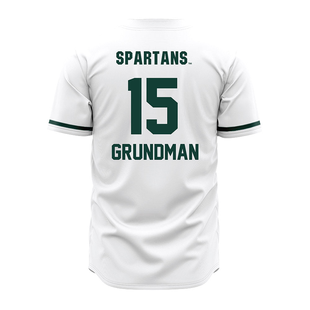 Michigan State - NCAA Baseball : Gannon Grundman - White Jersey-1