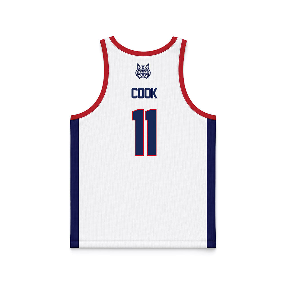 Arizona - NCAA Men's Basketball : Jackson Cook - White Basketball Jersey-1