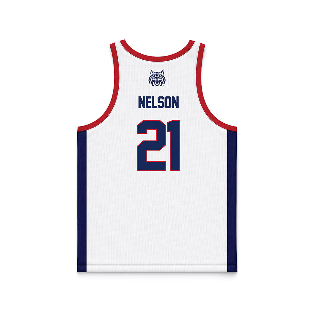 Arizona - NCAA Men's Basketball : Evan Nelson - White Basketball Jersey-1