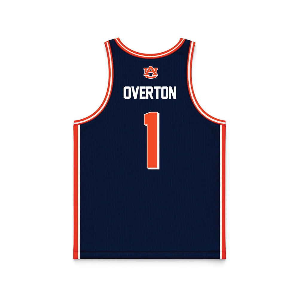 Auburn - NCAA Men's Basketball : Kevin Overton - Navy Basketball Jersey-1