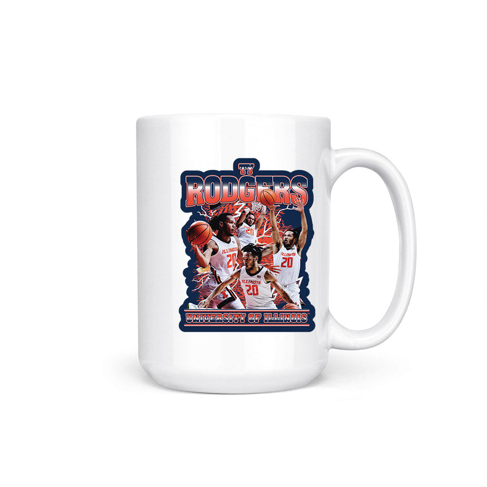 Illinois - NCAA Men's Basketball : Ty Rodgers - Player Collage Coffee Mug-0