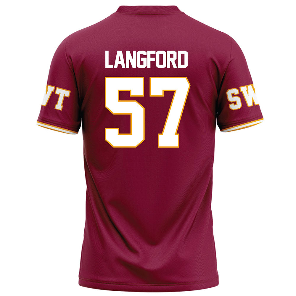Texas State - NCAA Football : Ian Langford - Red Football Jersey-1
