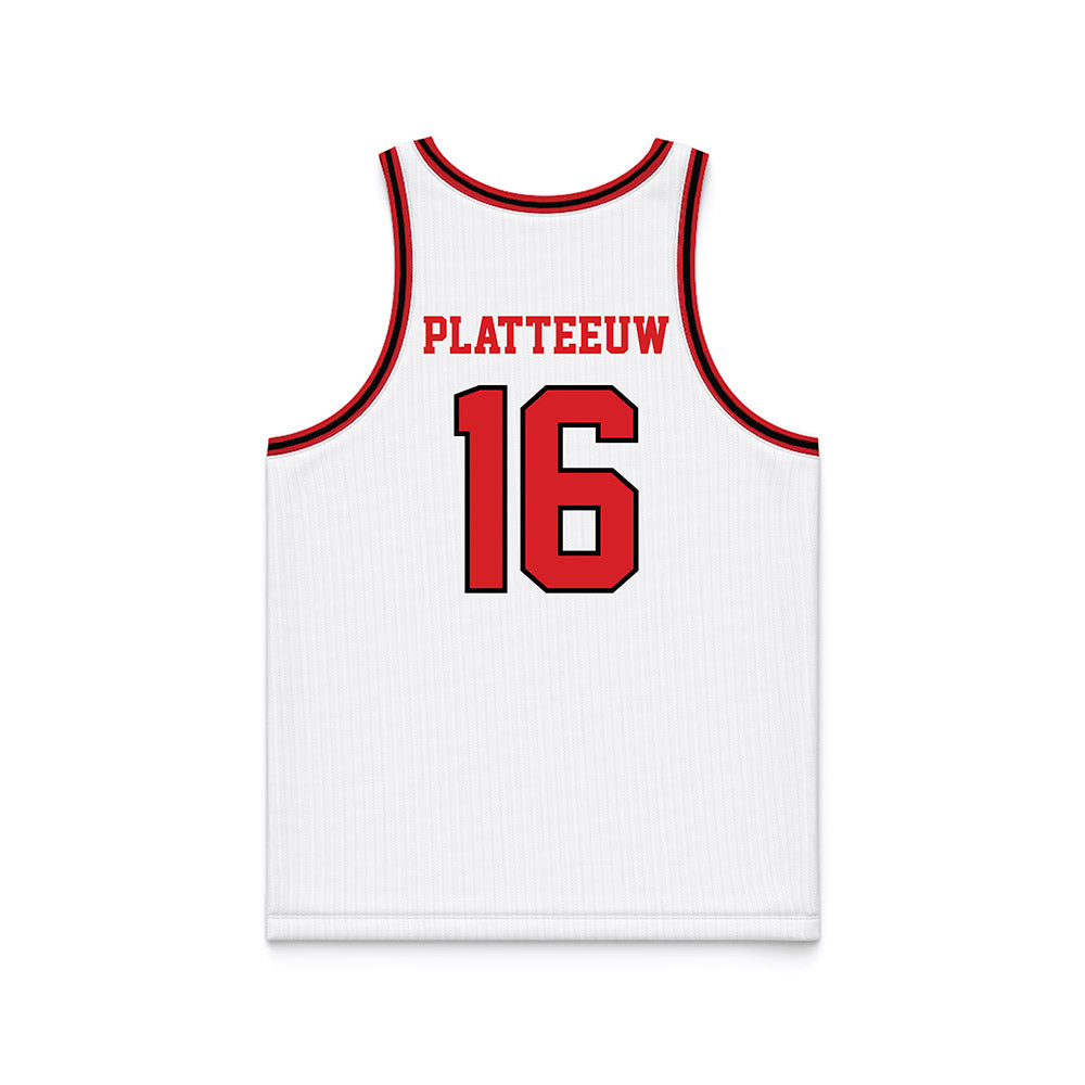 Davidson - NCAA Men's Basketball : Ian Platteeuw - White Basketball Jersey-1