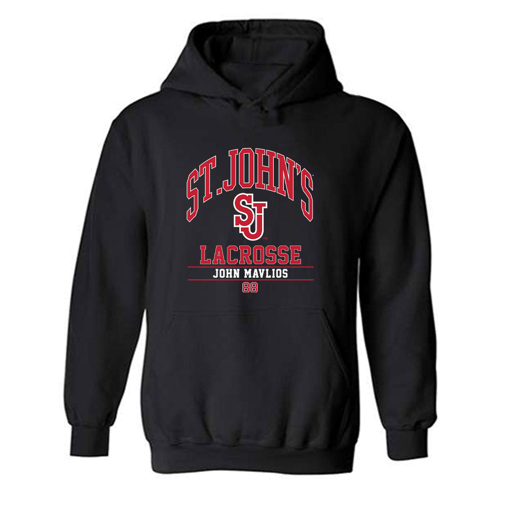 St. Johns - NCAA Men's Lacrosse : John Mavlios - Classic Fashion Shersey Hooded Sweatshirt-0