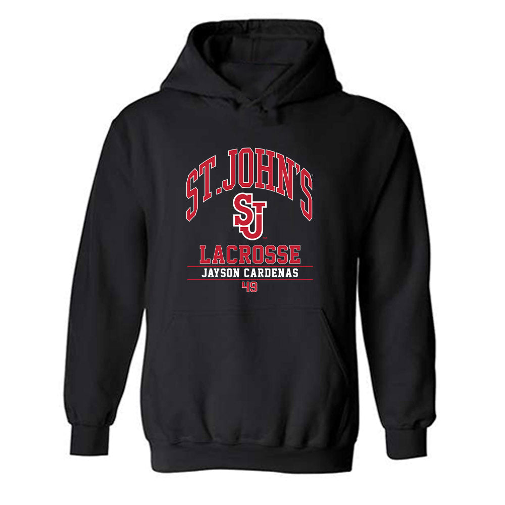 St. Johns - NCAA Men's Lacrosse : Jayson Cardenas - Classic Fashion Shersey Hooded Sweatshirt-0