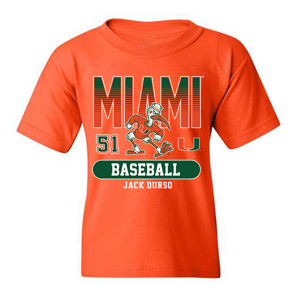 Miami - NCAA Baseball : Jack Durso - Classic Fashion Shersey Youth T-Shirt-0