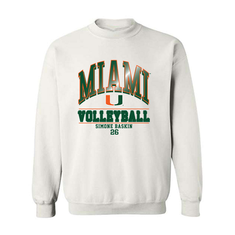 Miami - NCAA Women's Volleyball : Simone Baskin - Classic Fashion Shersey Crewneck Sweatshirt-0