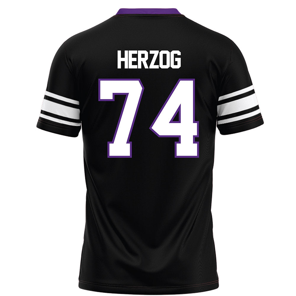 Northwestern - NCAA Football : Nicholas Herzog - Black Football Jersey