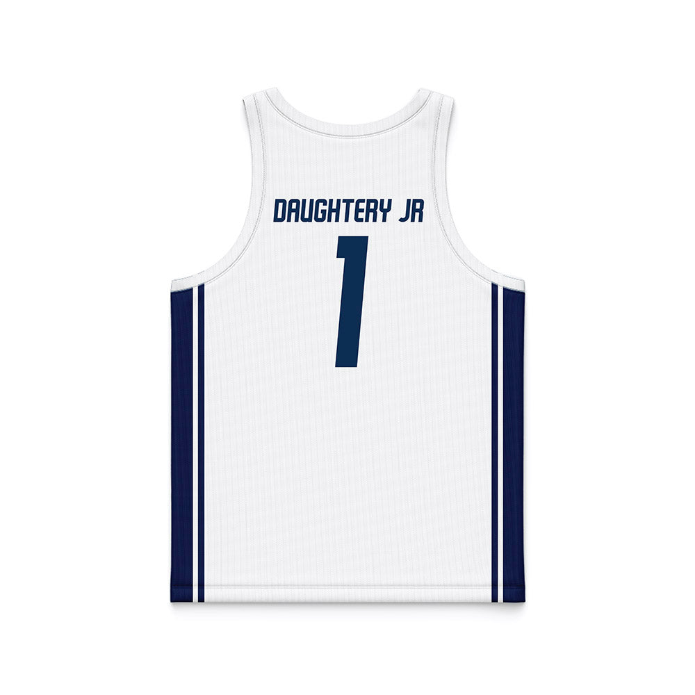 UC Davis - NCAA Men's Basketball : Carl Daughtery Jr - White Basketball Jersey-1