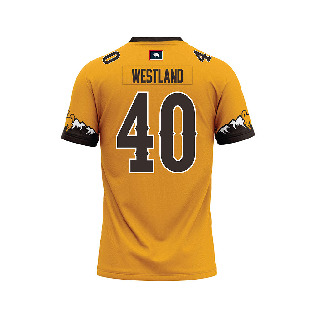 Wyoming - NCAA Football : Tyce Westland - Gold Premium Football Jersey
