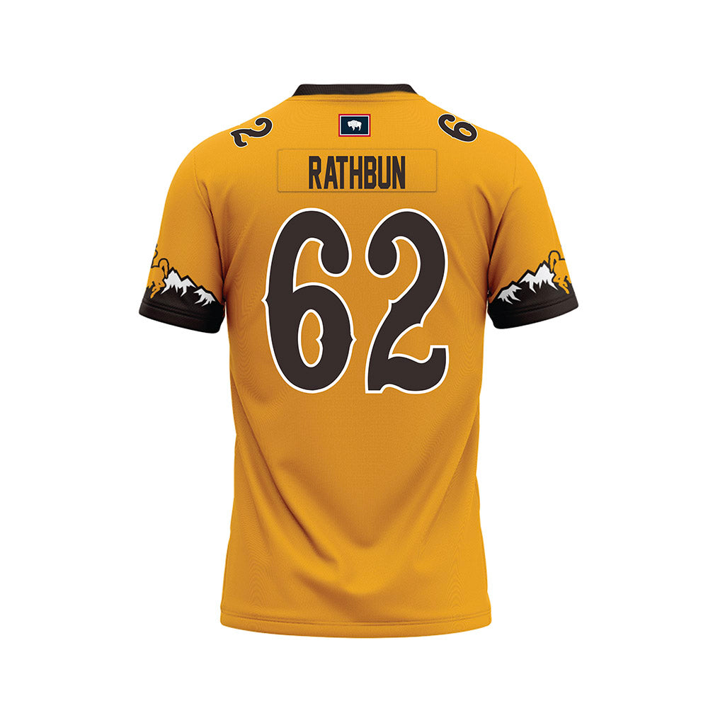 Wyoming - NCAA Football : Spencer Rathbun - Gold Premium Football Jersey