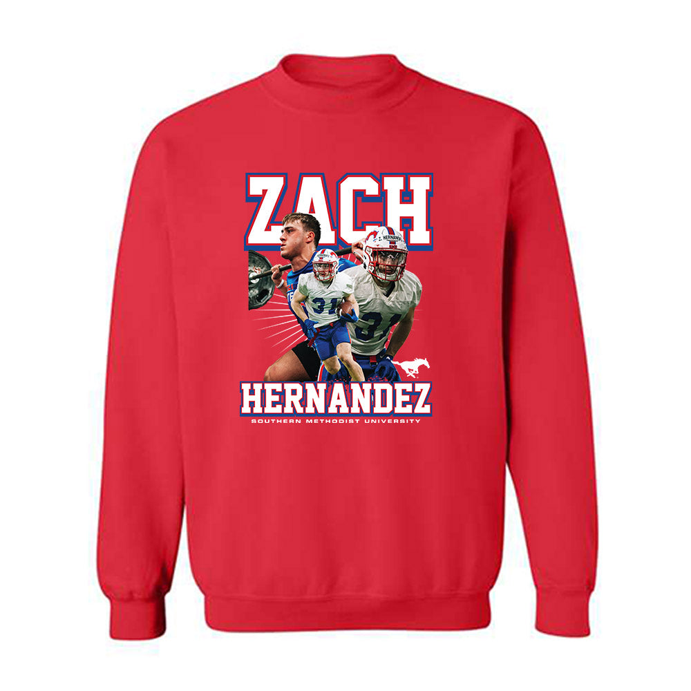 SMU - NCAA Football : Zach Hernandez - Crewneck Sweatshirt Player Collage