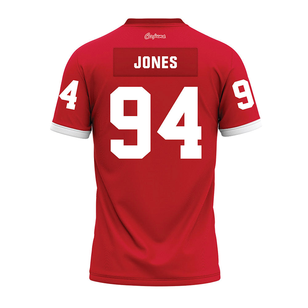 Louisiana - NCAA Football : Timahj Jones - Red Premium Football Jersey-1
