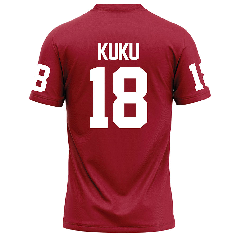 WSU - NCAA Football : David Kuku - Red Football Jersey-1
