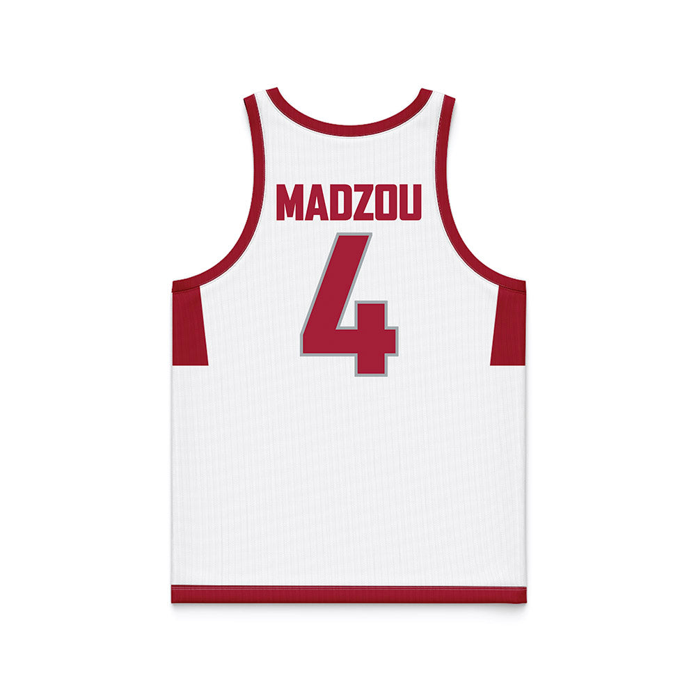 WSU - NCAA Men's Basketball : Brunel Madzou - White Basketball Jersey-1