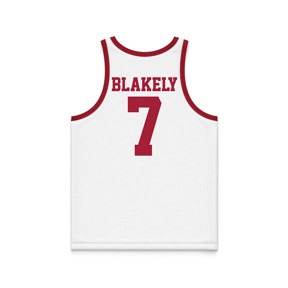 WSU - NCAA Men's Basketball : Dieume Blakely - White Basketball Jersey-1