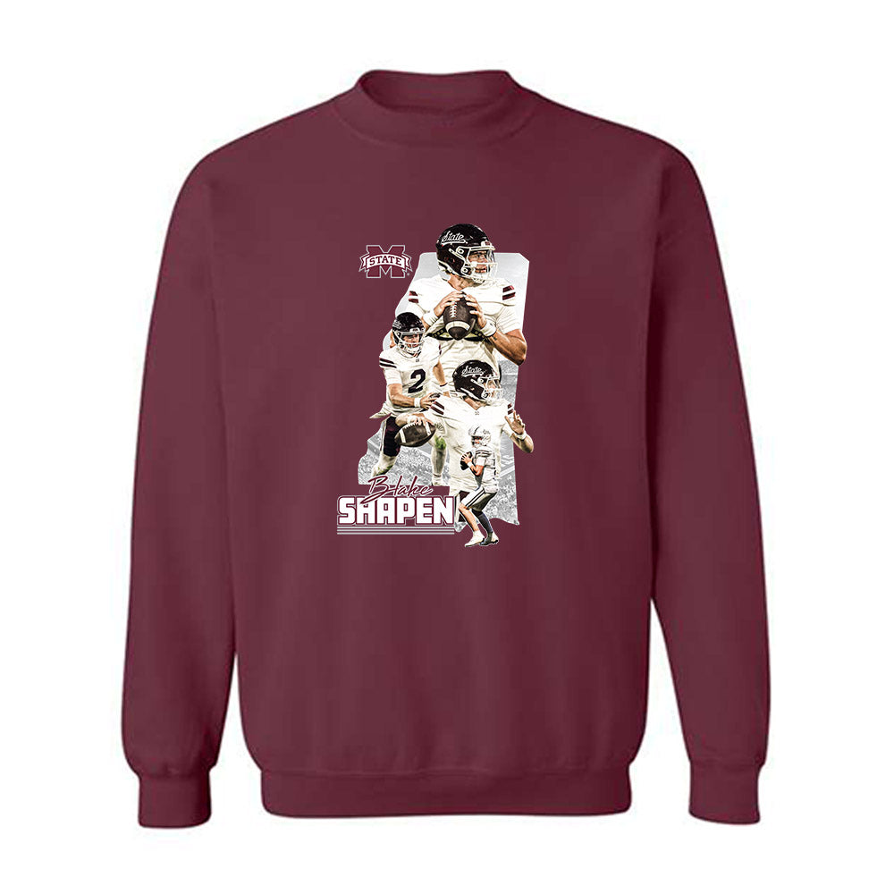 Mississippi State - NCAA Football : Blake Shapen - Player Collage Crewneck Sweatshirt-0