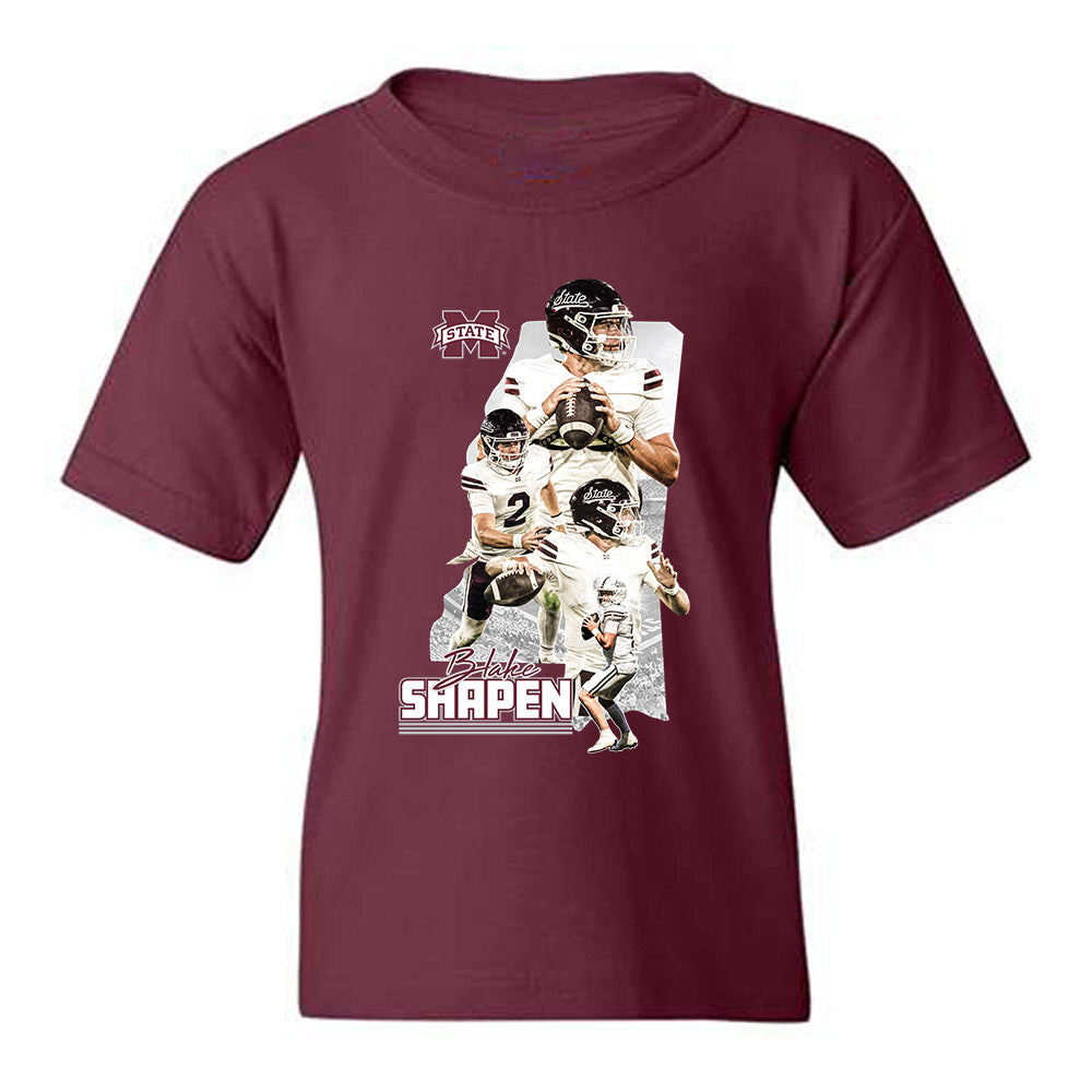 Mississippi State - NCAA Football : Blake Shapen - Player Collage Youth T-Shirt-0