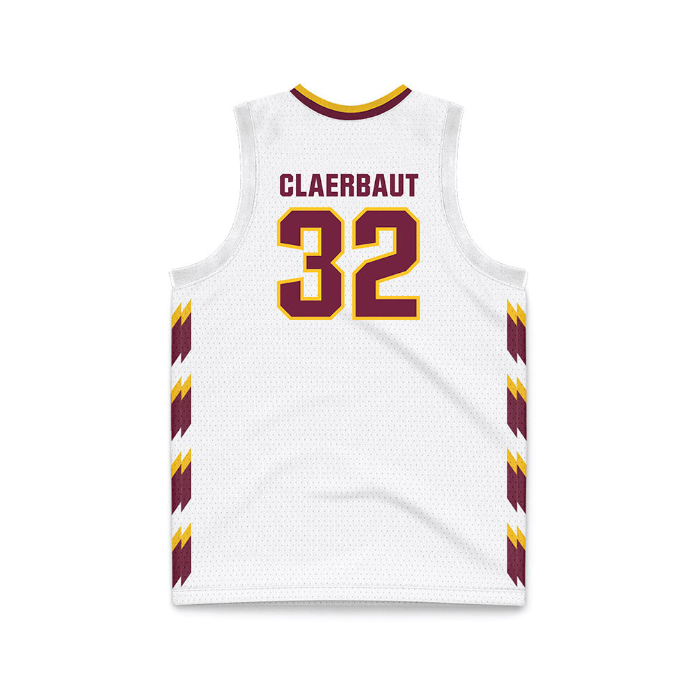 Central Michigan - NCAA Men's Basketball : Nathan Claerbaut - White Basketball Jersey-1