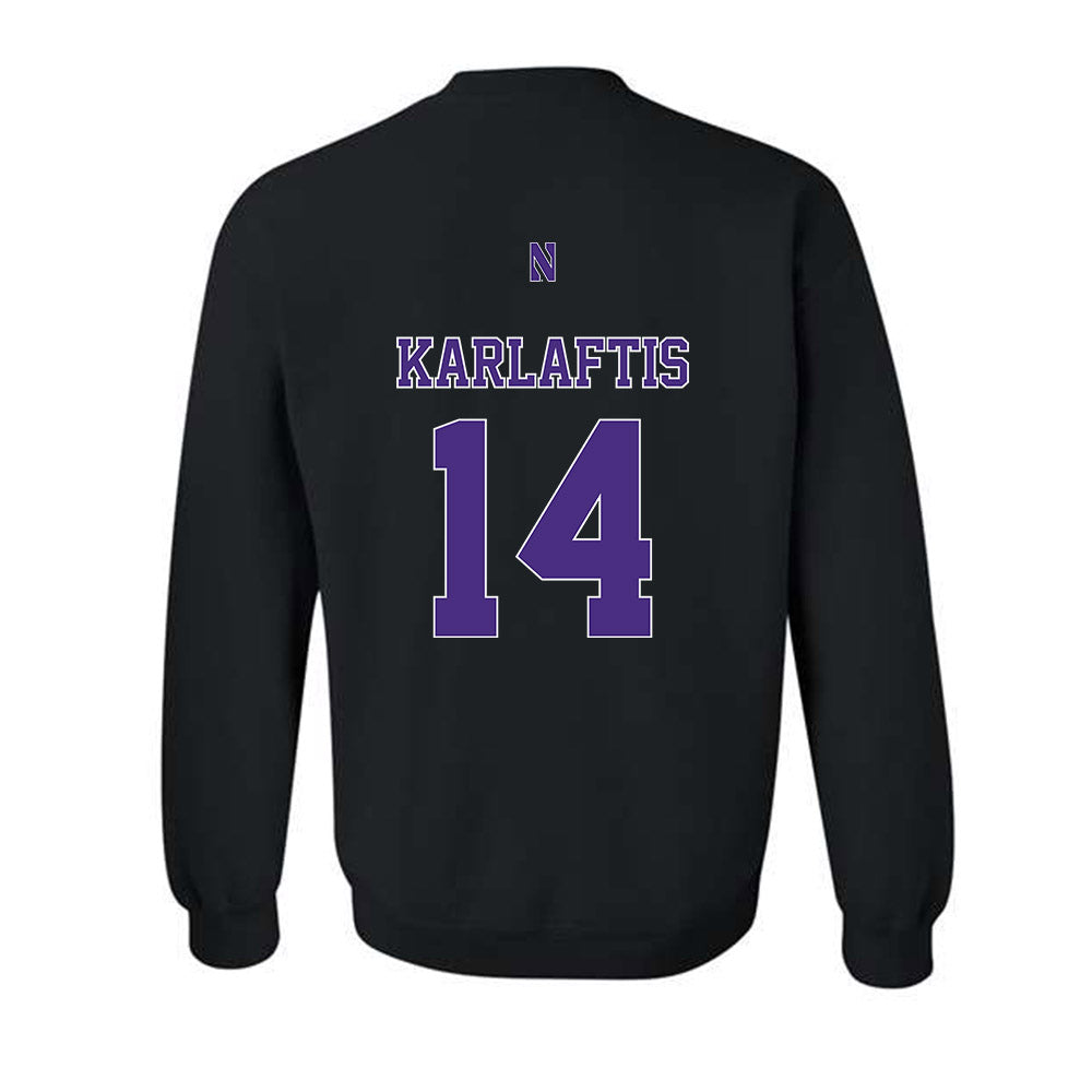 Northwestern - NCAA Football : Yannis Karlaftis - Classic Shersey Crewneck Sweatshirt-1