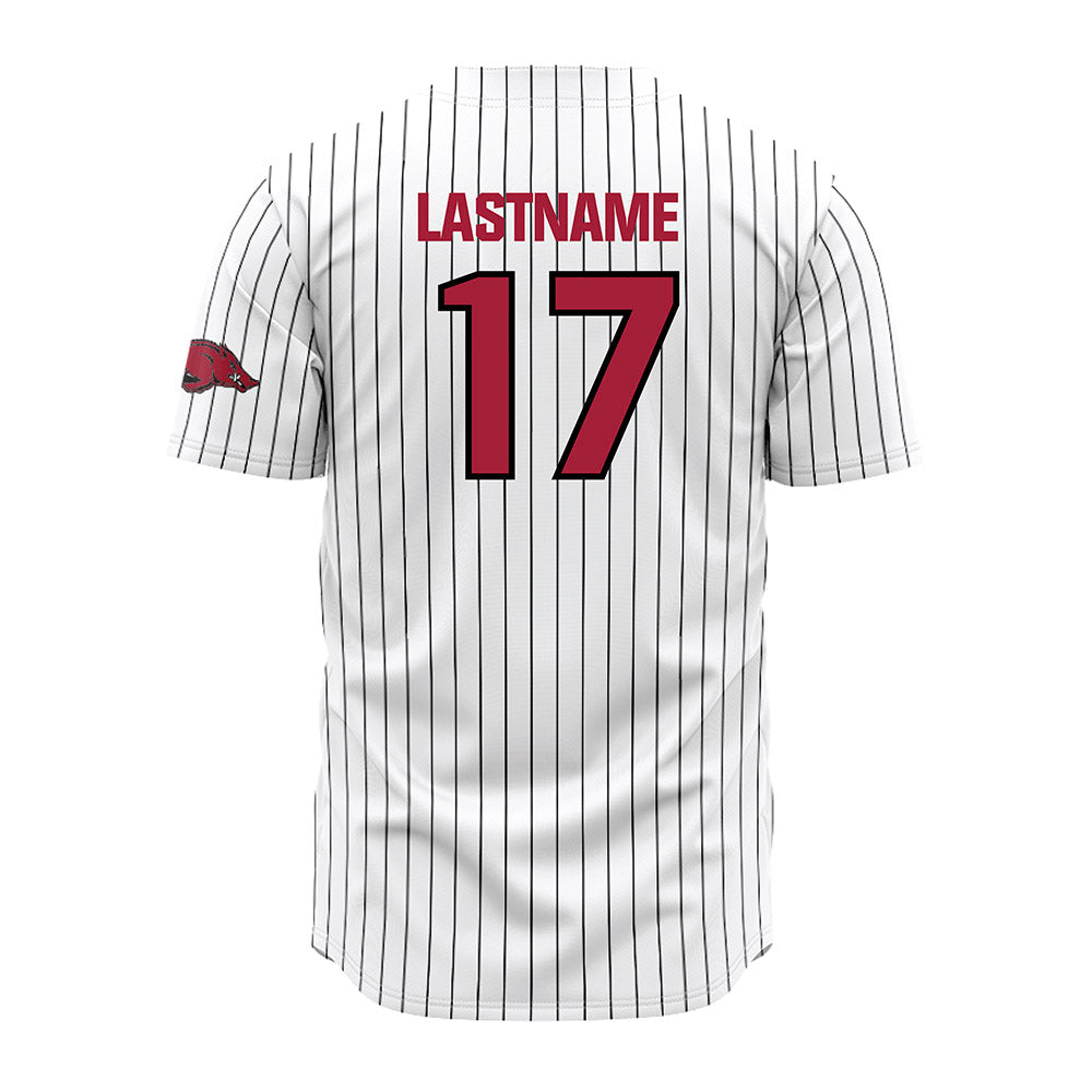 Arkansas - NCAA Baseball : Zack Stewart - White Striped Jersey-1