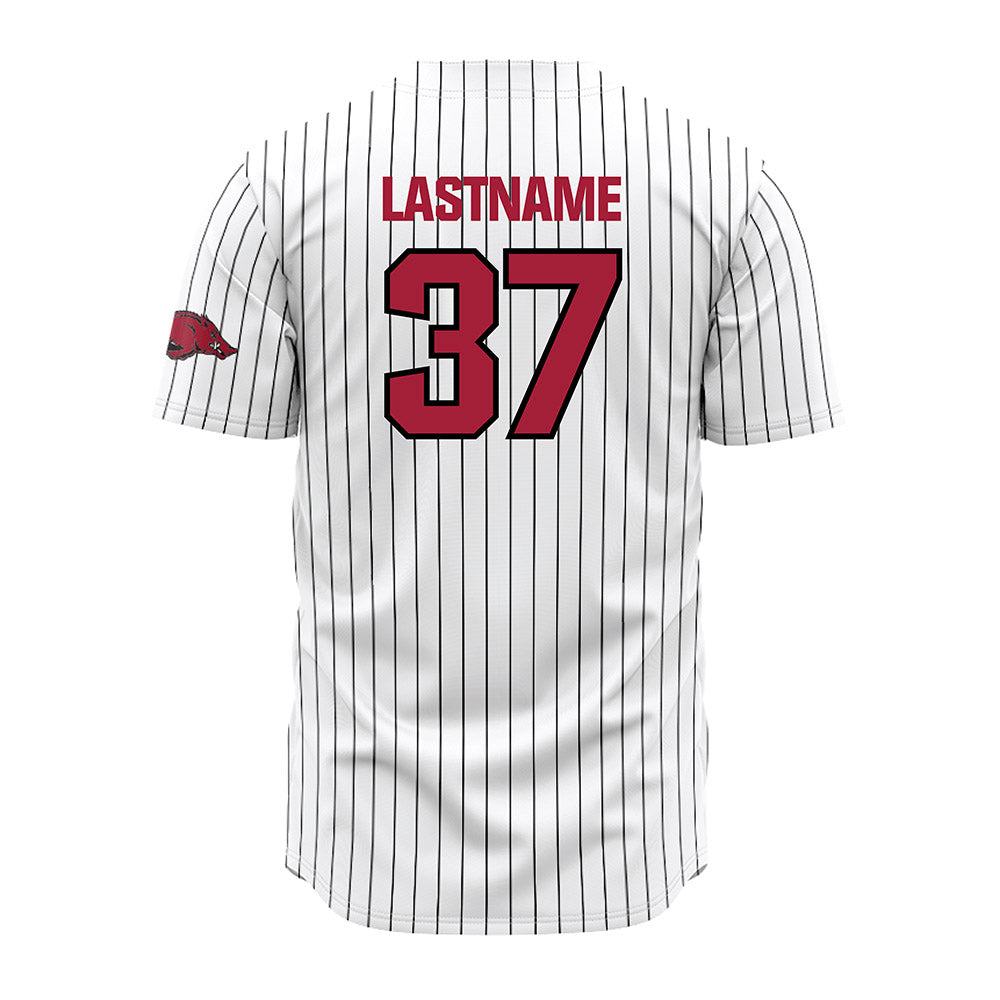 Arkansas - NCAA Baseball : Luke Williams - White Striped Jersey