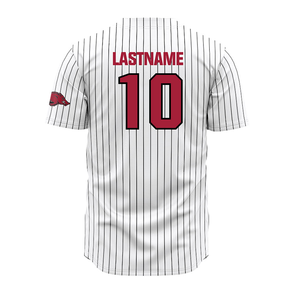 Arkansas - NCAA Baseball : Tyler Holland - White Striped Jersey-1
