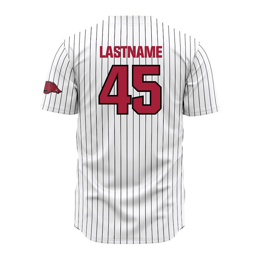 Arkansas - NCAA Baseball : Tye Briscoe - White Striped Jersey-1