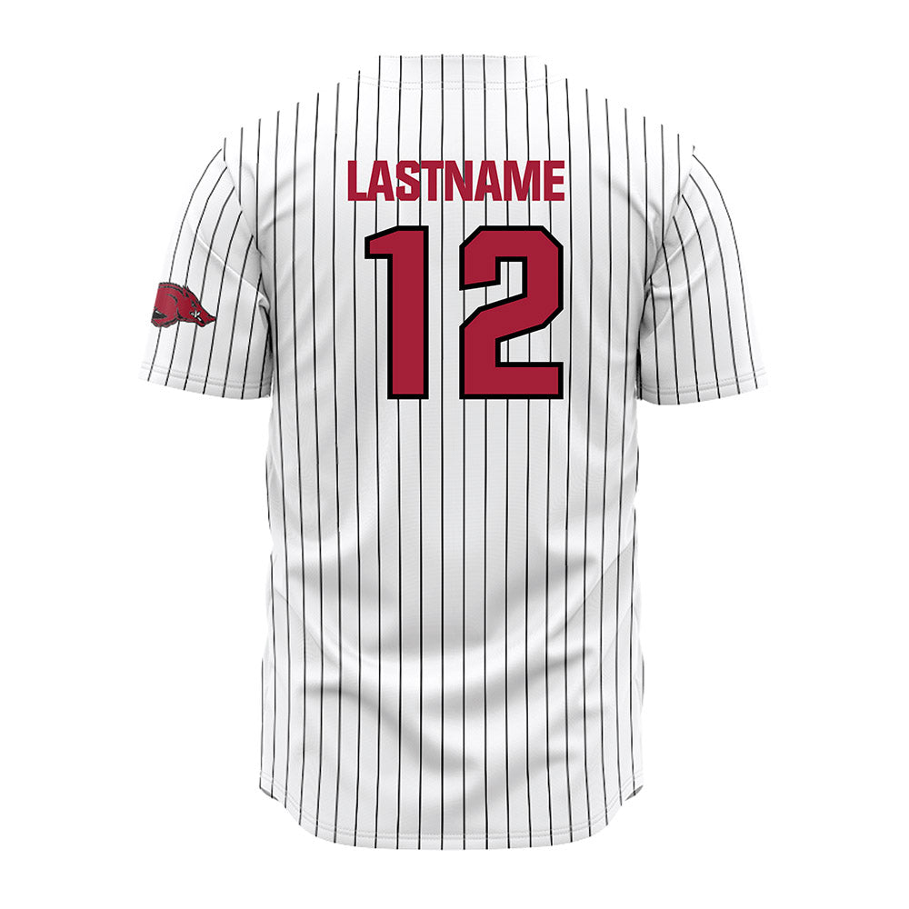 Arkansas - NCAA Baseball : Elliott Peterson - White Striped Jersey-1