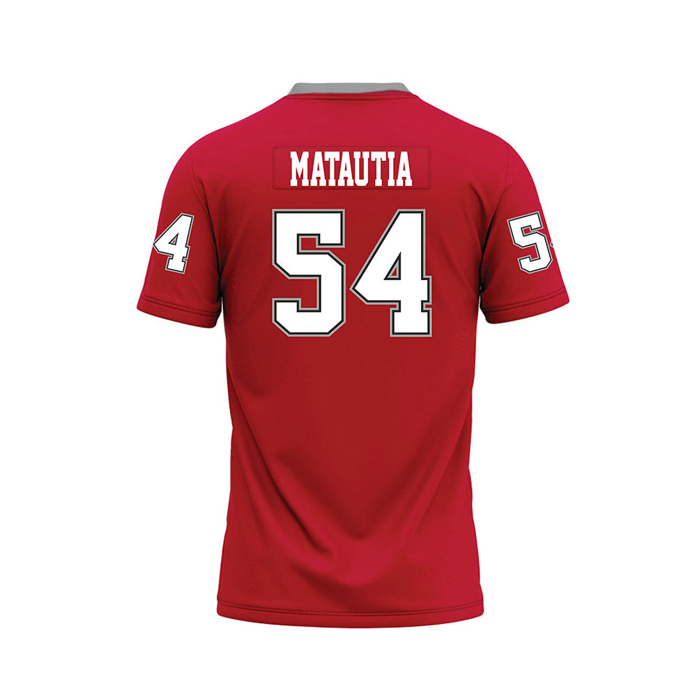 New Mexico - NCAA Football : Jojo Matautia - Red Premium Football Jersey-1