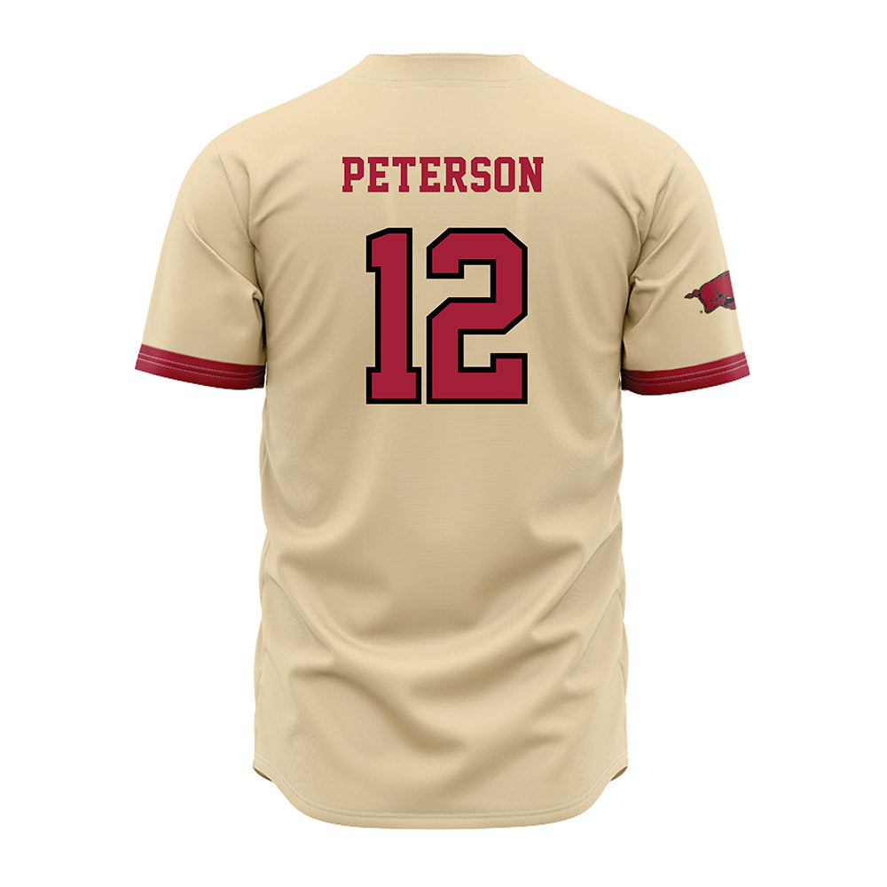 Arkansas - NCAA Baseball : Elliott Peterson - Youth Off White Jersey-1