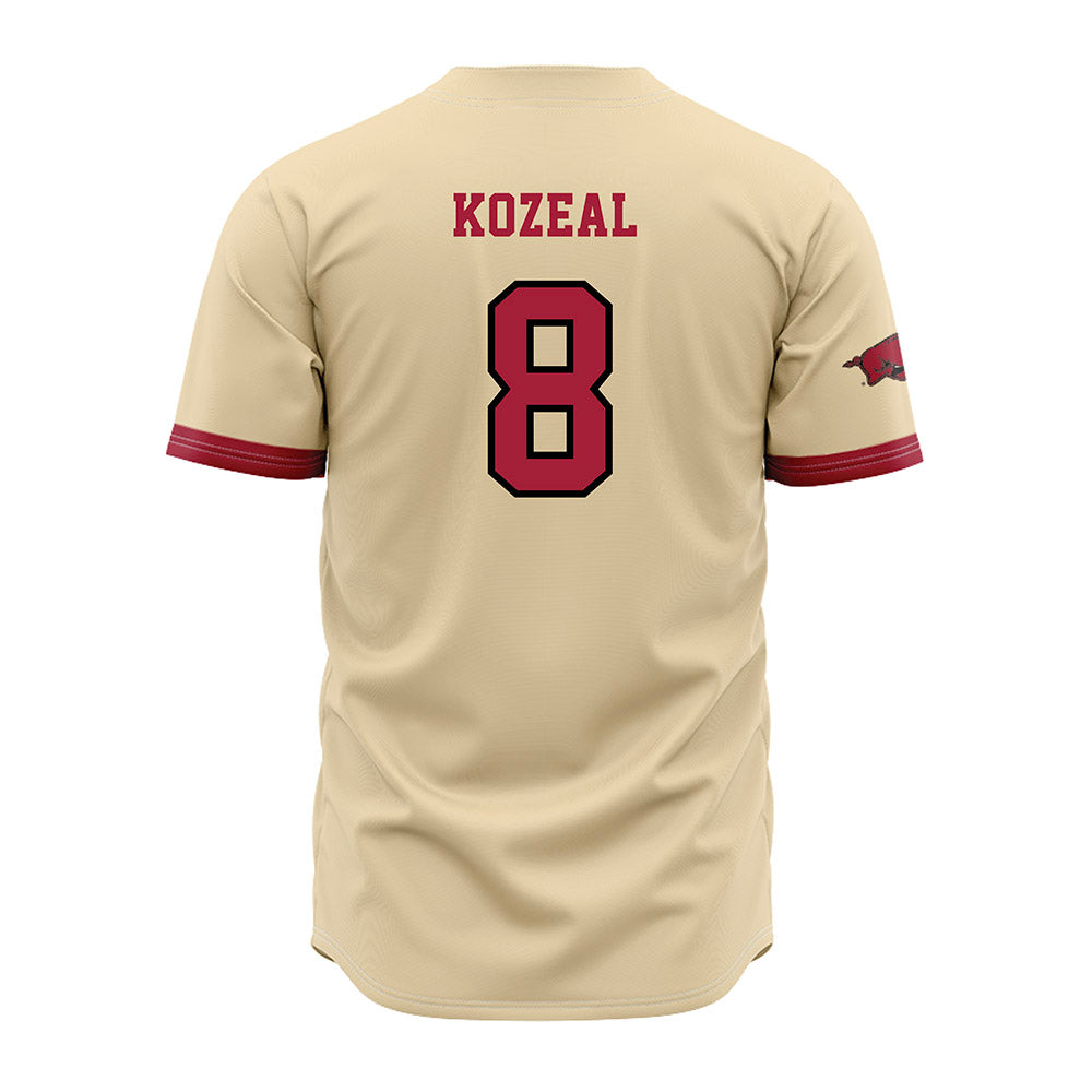 Arkansas - NCAA Baseball : Camden Kozeal - Youth Off White Jersey-1