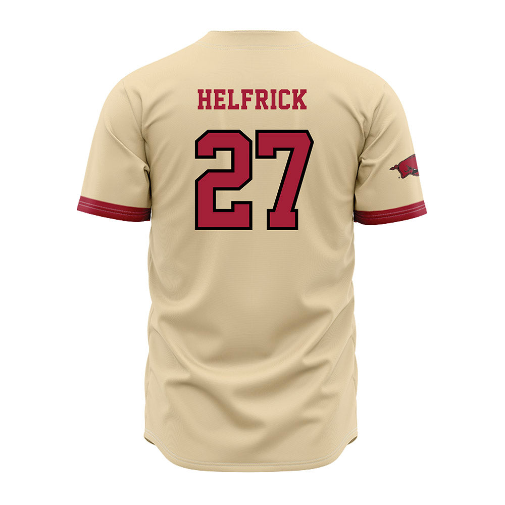 Arkansas - NCAA Baseball : Ryder Helfrick - Youth Off White Jersey