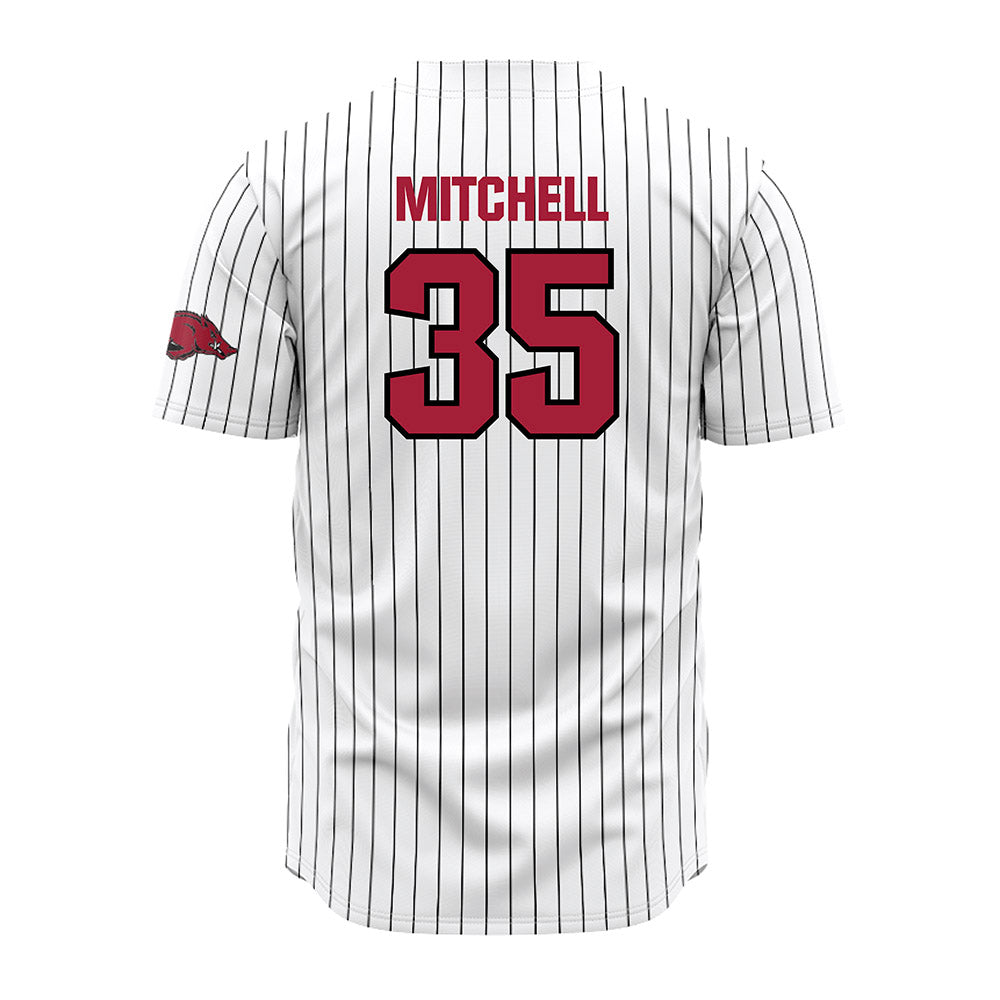Arkansas - NCAA Baseball : Cayden Mitchell - White Striped Jersey-1