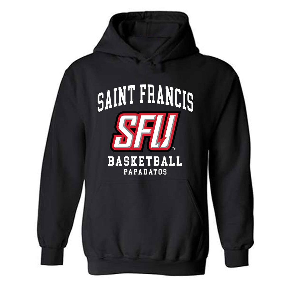 St. Francis - NCAA Men's Basketball : Paris Papadatos - Classic Fashion Shersey Hooded Sweatshirt-0