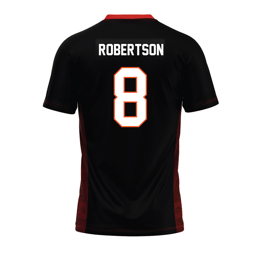Oklahoma State - NCAA Football : Parker Robertson - Black Premium Football Jersey
