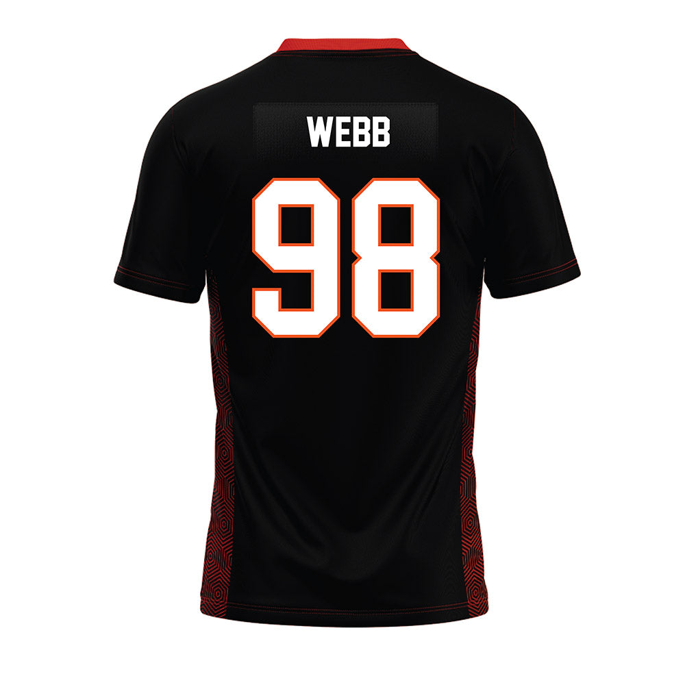 Oklahoma State - NCAA Football : Luke Webb - Black Premium Football Jersey-1