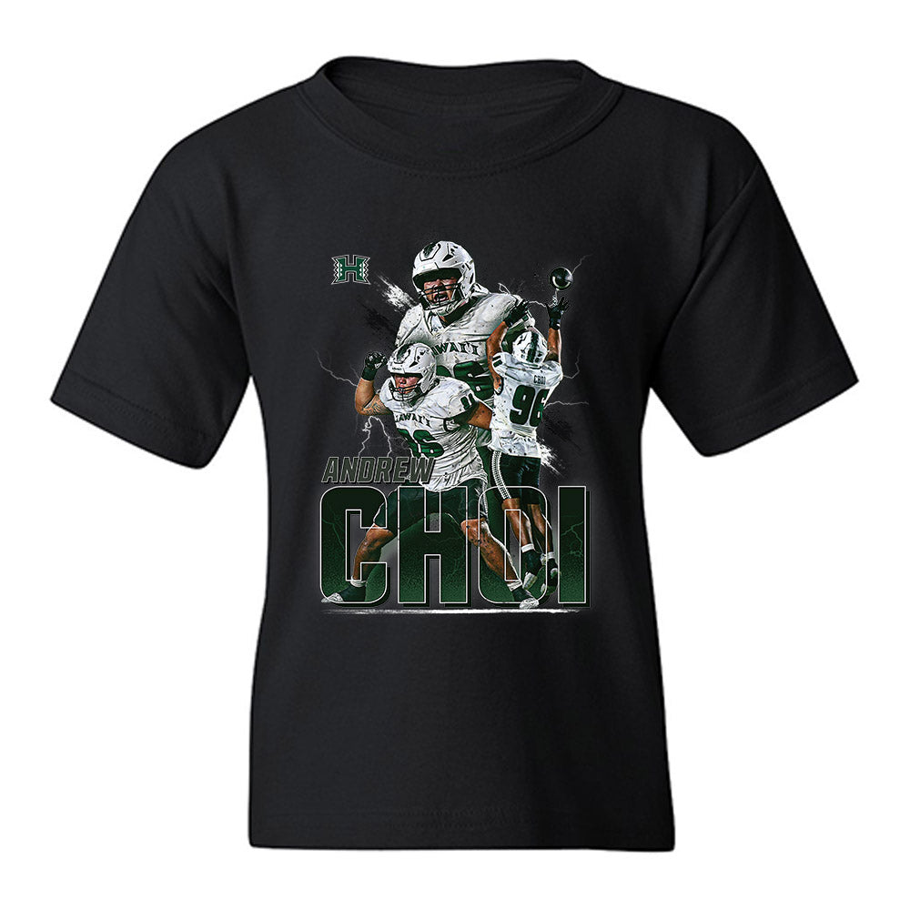 Hawaii - NCAA Football : Andrew Choi - Collage Youth T-Shirt-0