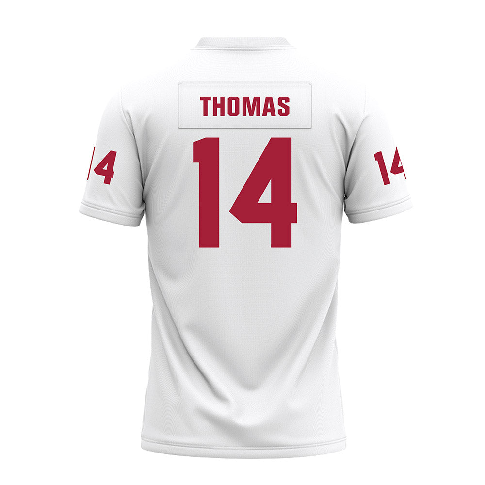 Oklahoma - NCAA Football : Elijah Thomas - White Premium Football Jersey-1