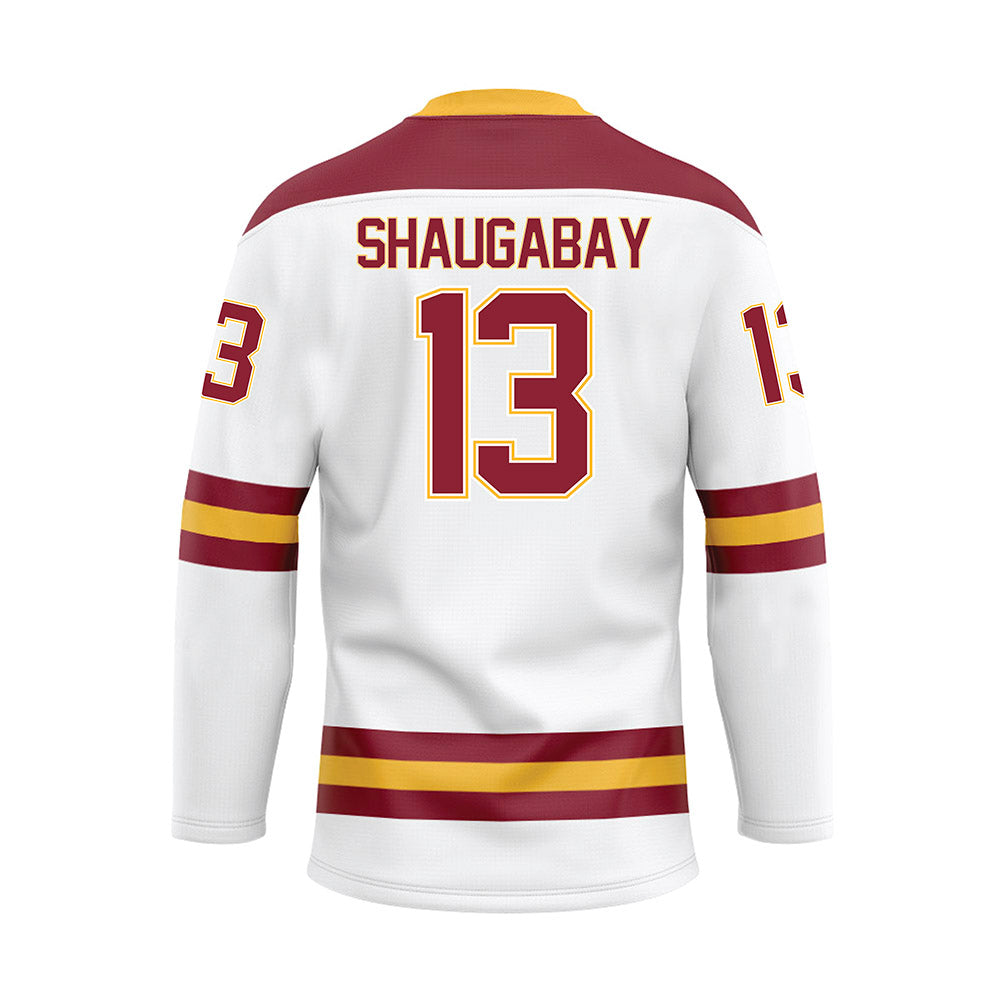 UMN Duluth - NCAA Men's Ice Hockey : Jayson Shaugabay - White Hockey Jersey-1