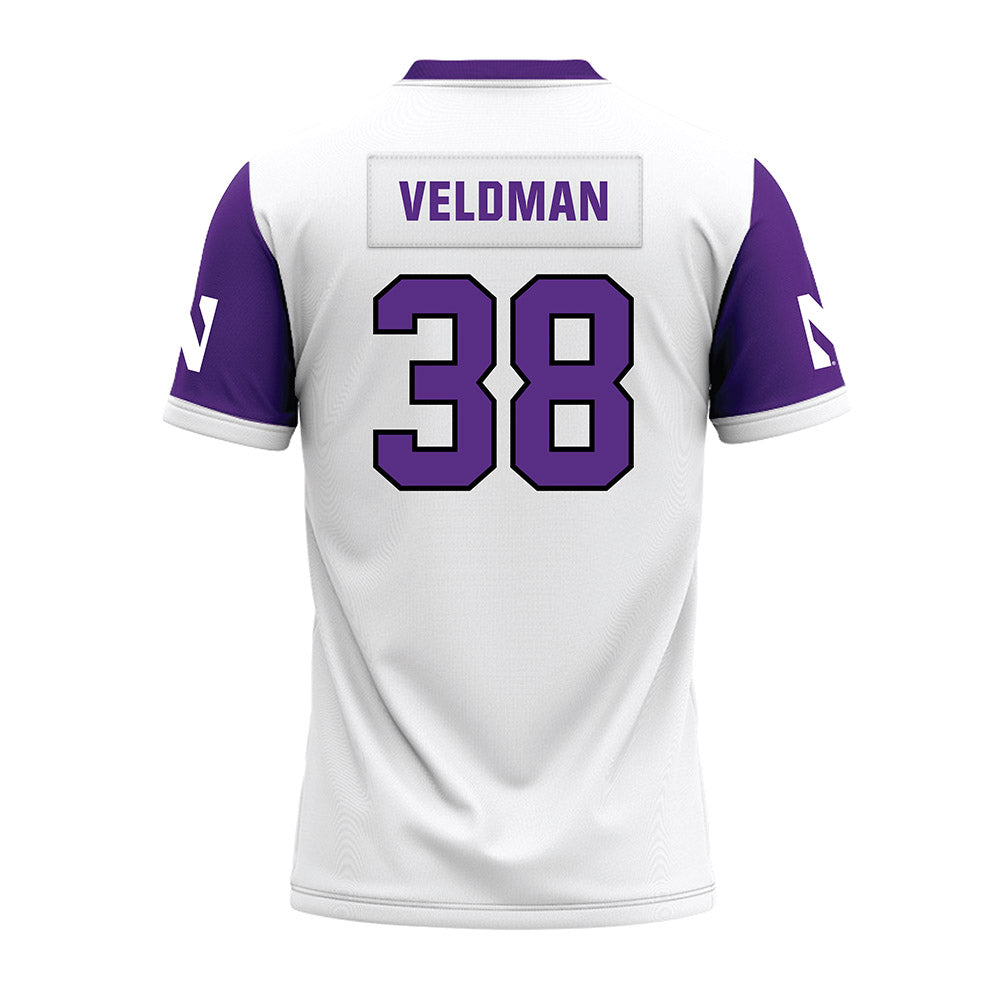 Northwestern - NCAA Football : Joshua Veldman - White Premium Football Jersey-1