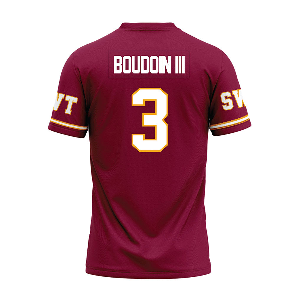 Texas State - NCAA Football : Michael Boudoin III - Maroon Premium Football Jersey-1