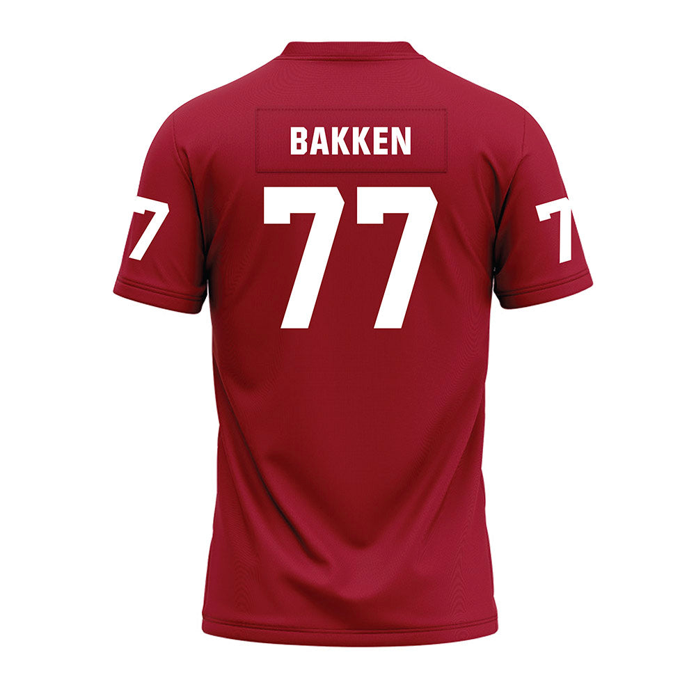 WSU - NCAA Football : Nick Bakken - Cardinal Premium Football Jersey-1