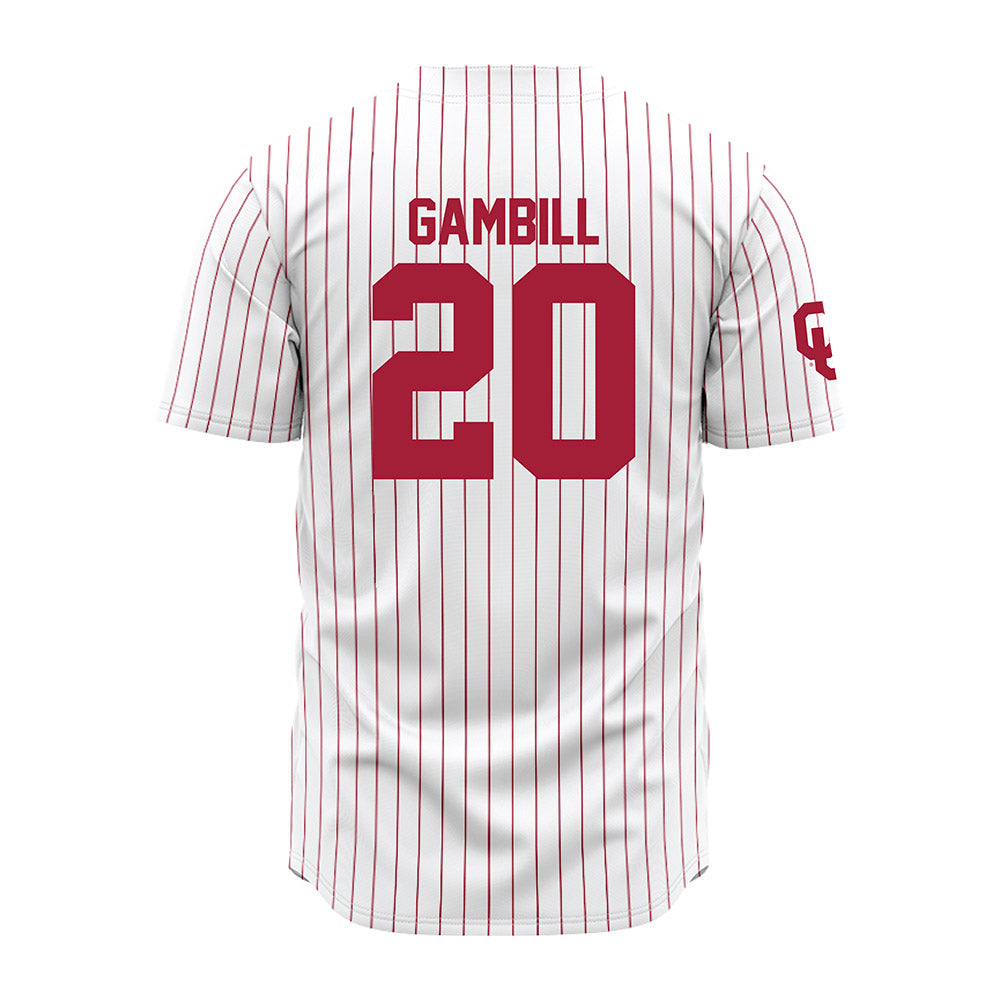 Oklahoma - NCAA Baseball : Trey Gambill - Pinstripe Jersey-1