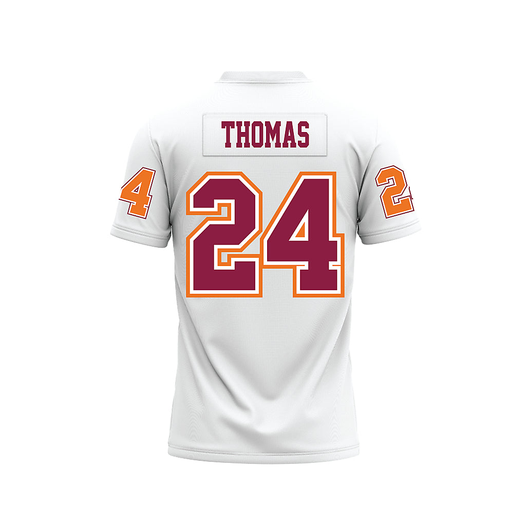 Virginia Tech - NCAA Football : Malachi Thomas - White Premium Football Jersey-1