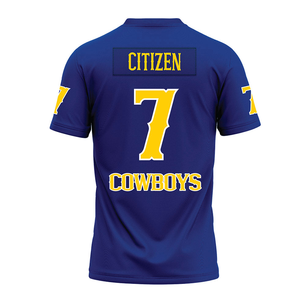 McNeese State - NCAA Football : trevonte citizen - Blue Premium Football Jersey-1