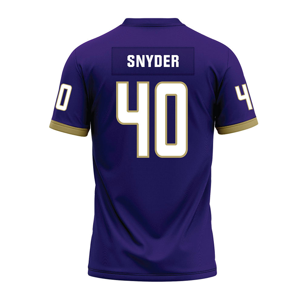 JMU - NCAA Football : Jackson Snyder - Purple Premium Football Jersey-1