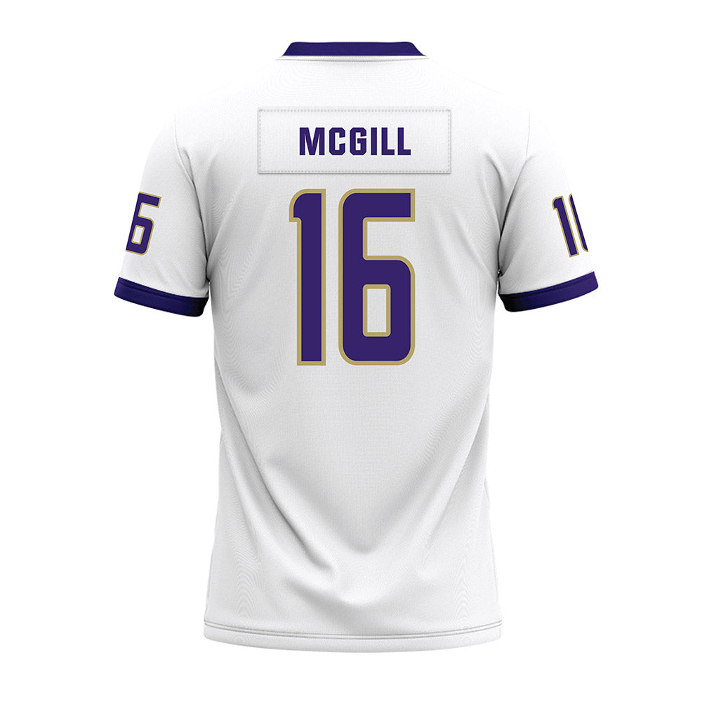 JMU - NCAA Football : TJ McGill - White Premium Football Jersey-1