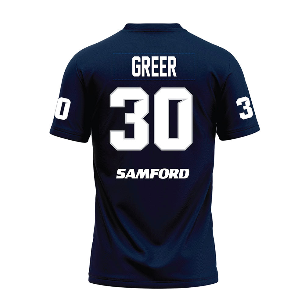 Samford - NCAA Football : Cooper Greer - Navy Premium Football Jersey-1