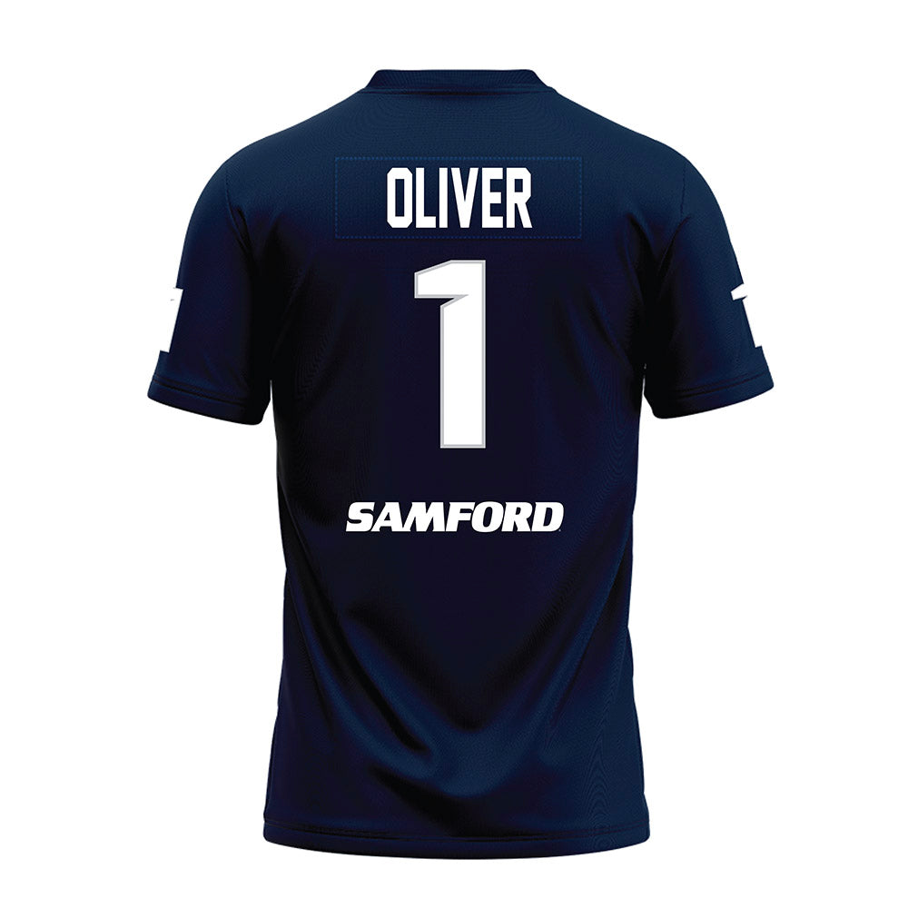 Samford - NCAA Football : Ryan Oliver - Navy Premium Football Jersey-1
